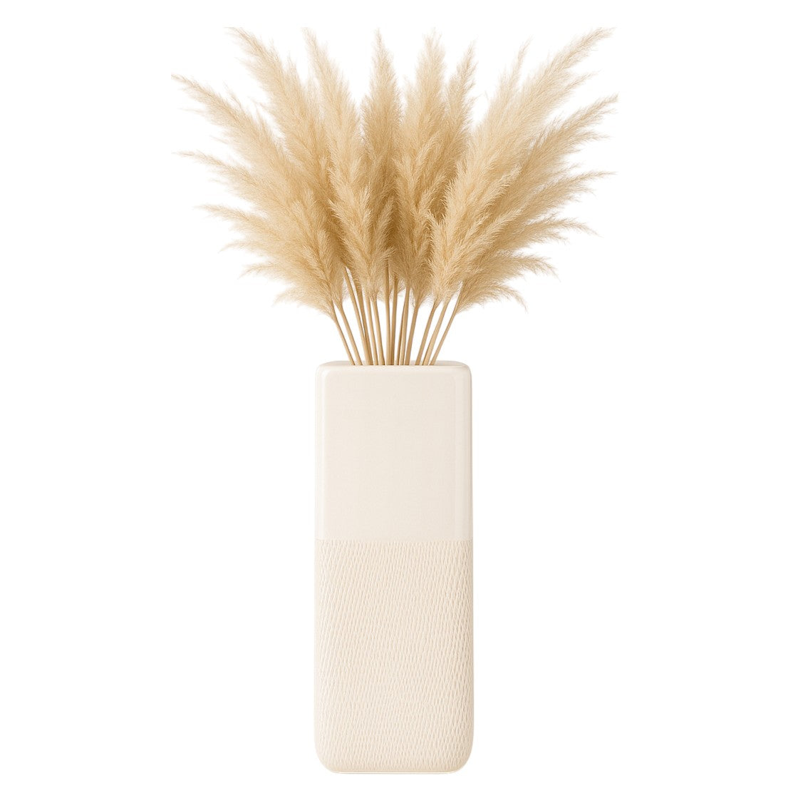 Coromar Ivory Ceramic Squared Grooved Vase