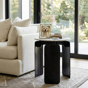 Millersville Gray/Black Marble Top 3-Footed Accent Table