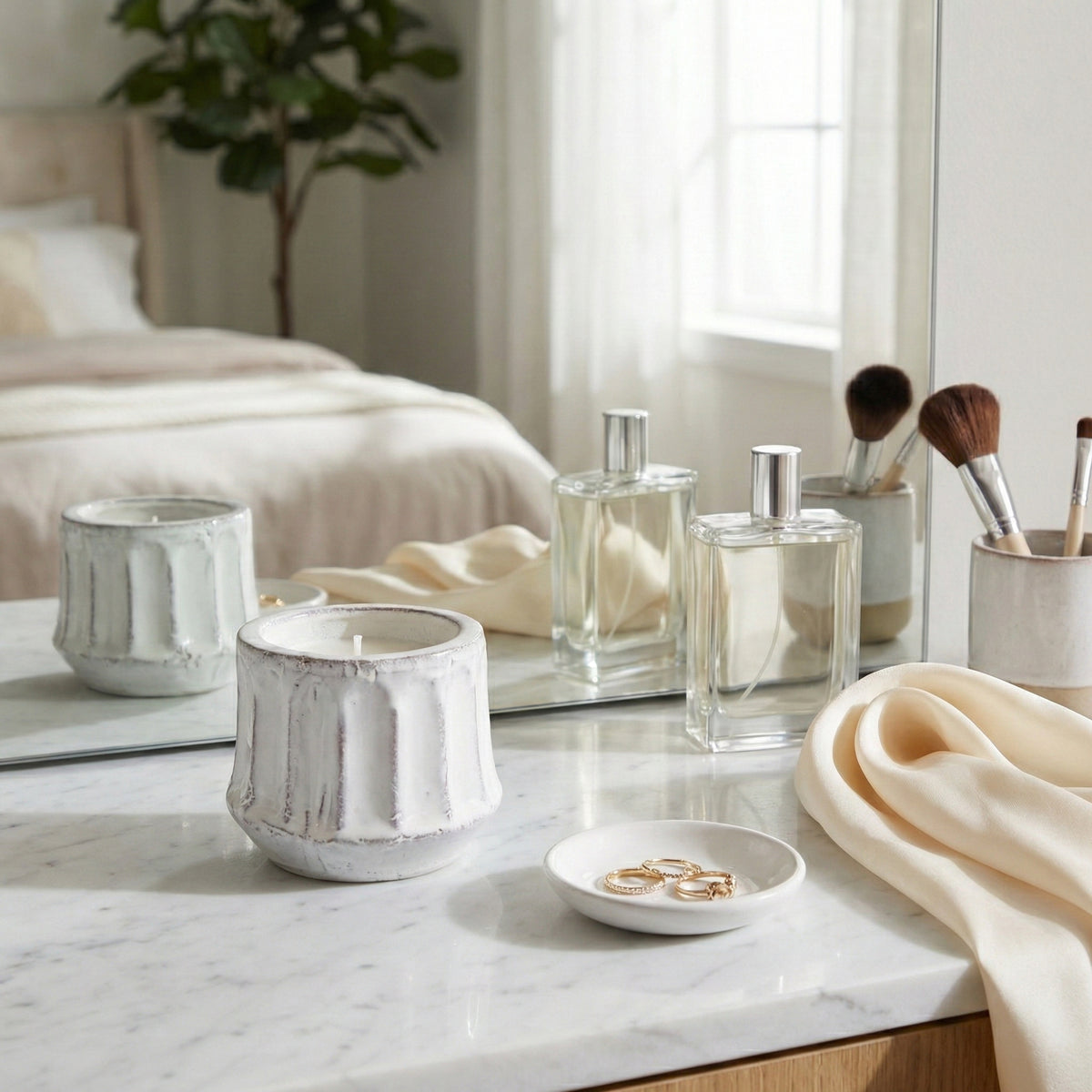 Renoville White Magnolia and Lily Fluted Candle