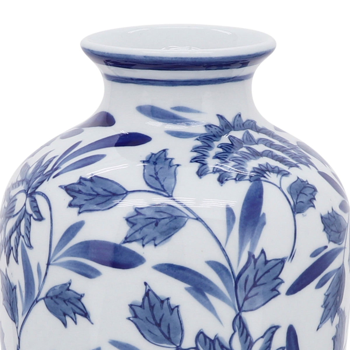 Ortonville Blue/White Ceramic Chinoiserie Vase