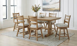 Ridgester Light Brown Counter Height Dining Table and 6 Barstools