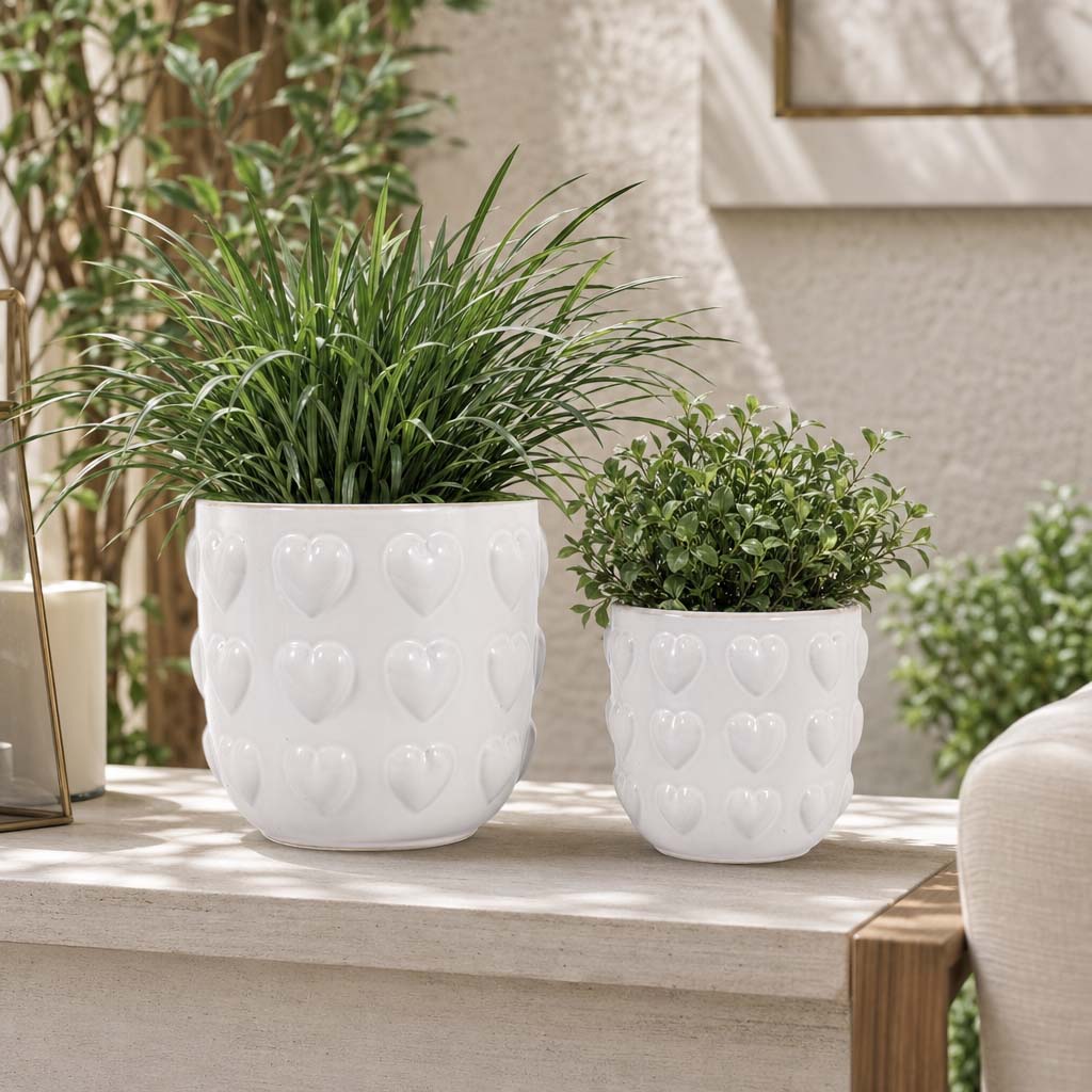 Draperoak Ivory/White Small Planters (Set of 2)