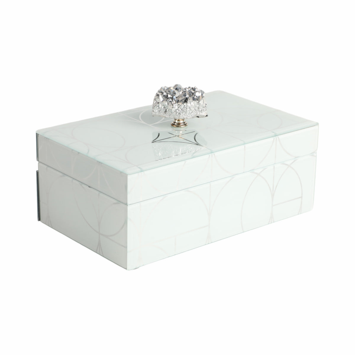 Pollock Silver Sparkly Geo Glass Box with Stone Top