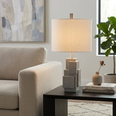 Bell Gray Resin Blocks Table Lamp
