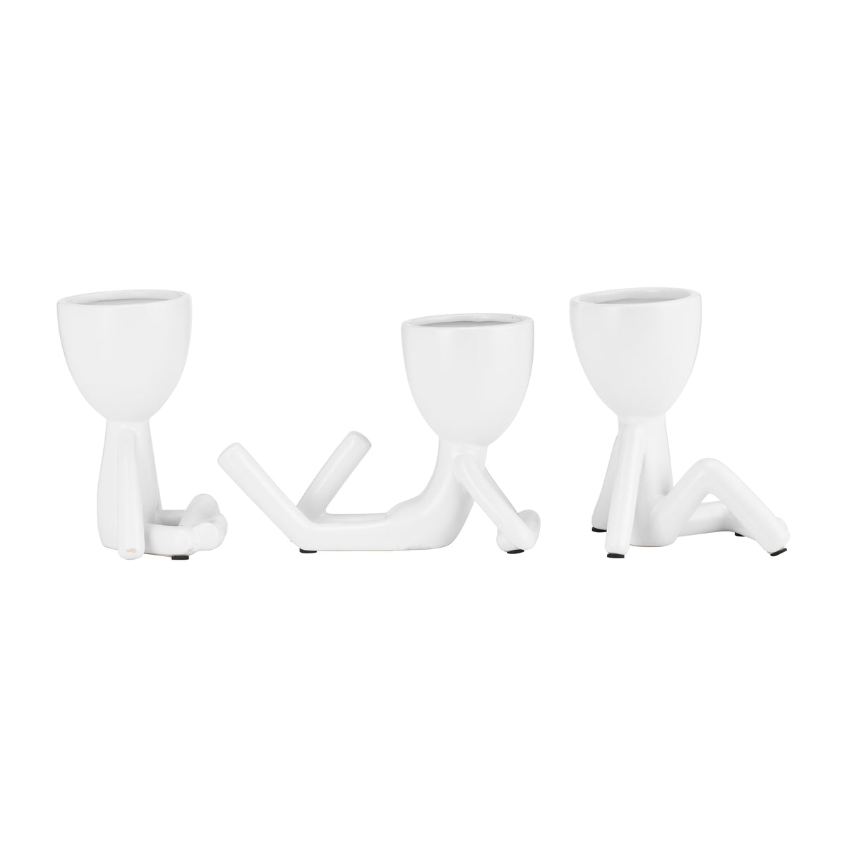 Cohasset White Ceramic Sitting Humans Planters (Set of 3)