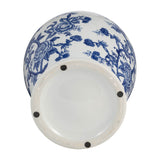 Miamoor Blue Temple Jar with Bird and Flower Design