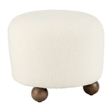 Conant Beige Round Ottoman with Ball Feet