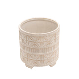 Mirador White Ceramic Abstract Footed Planters (Set of 2)