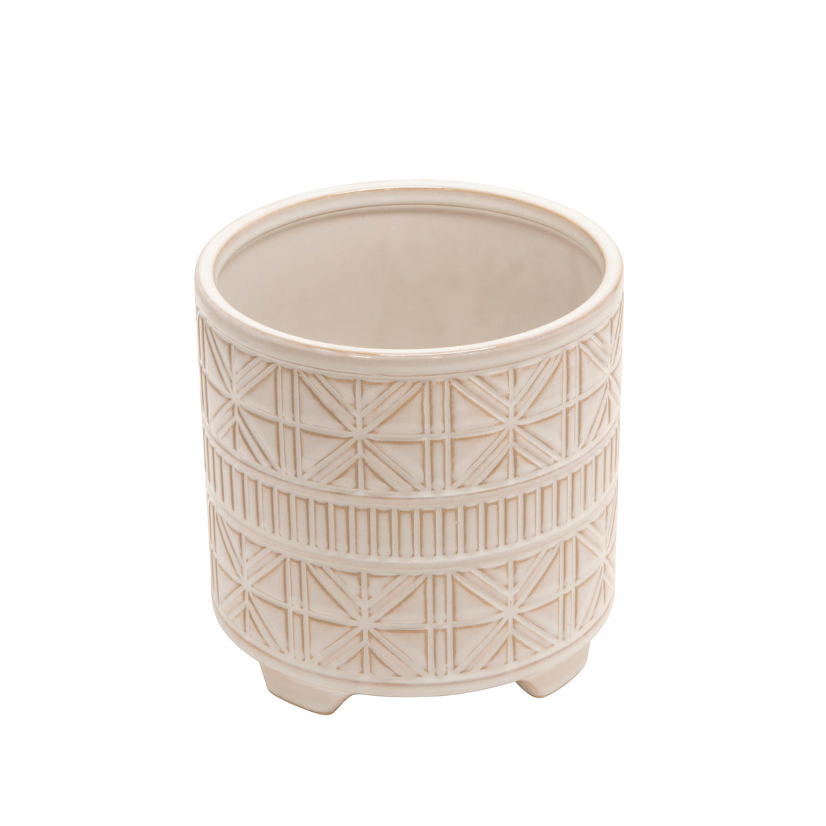 Mirador White Ceramic Abstract Footed Planters (Set of 2)
