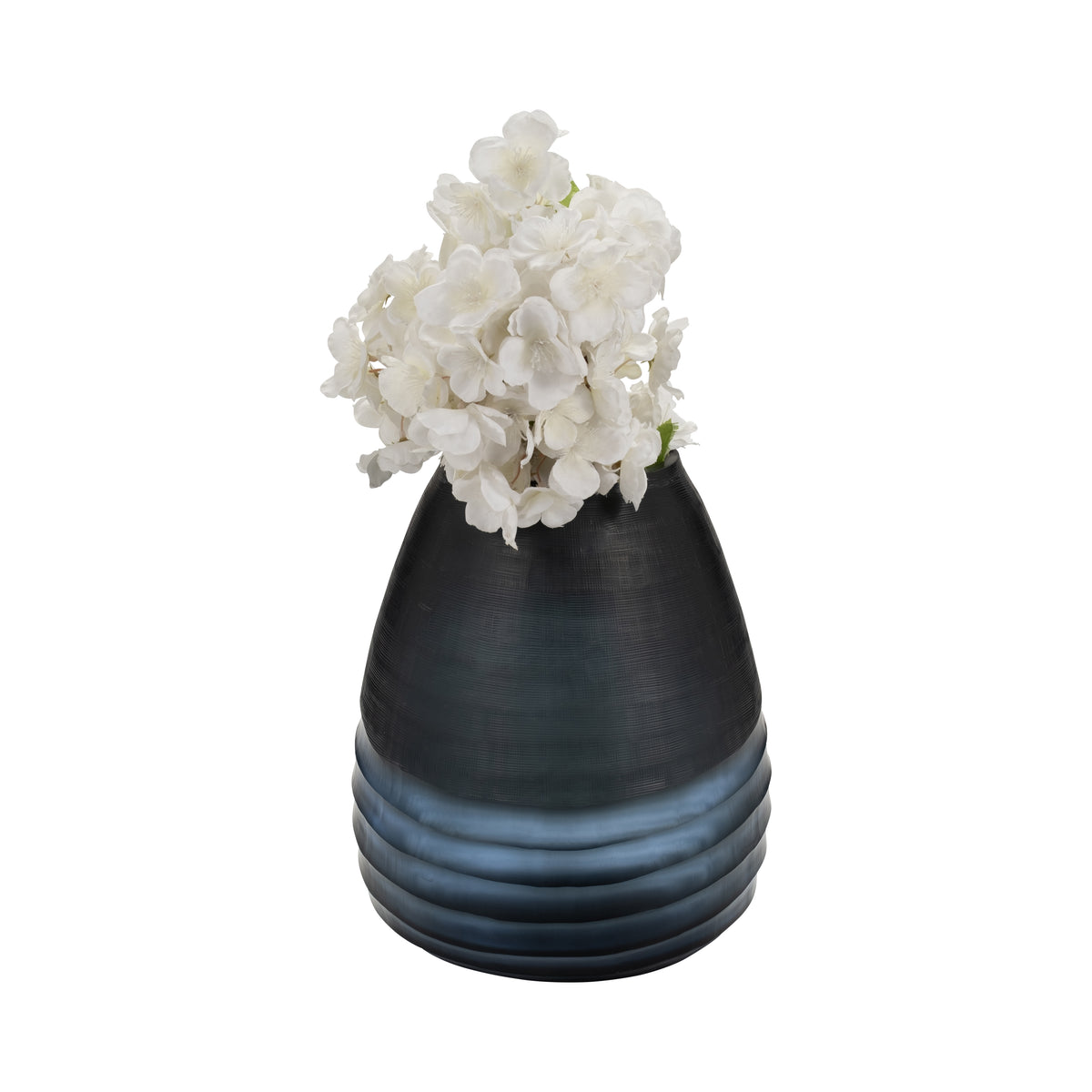 Paradise Cay Blue Glass Etched Vase