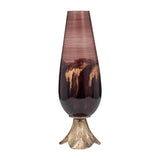 Ripperdan Bronze Glass Vase with Leaf Base