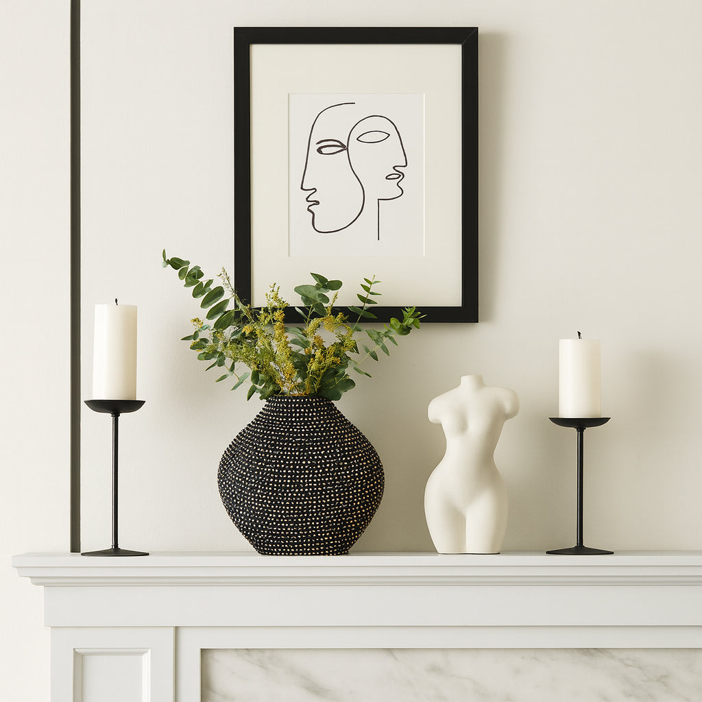 Riverbank Black/Gold Ceramic Beaded Vase