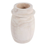 Loyalton White Small Wash Rustic Wood Vase