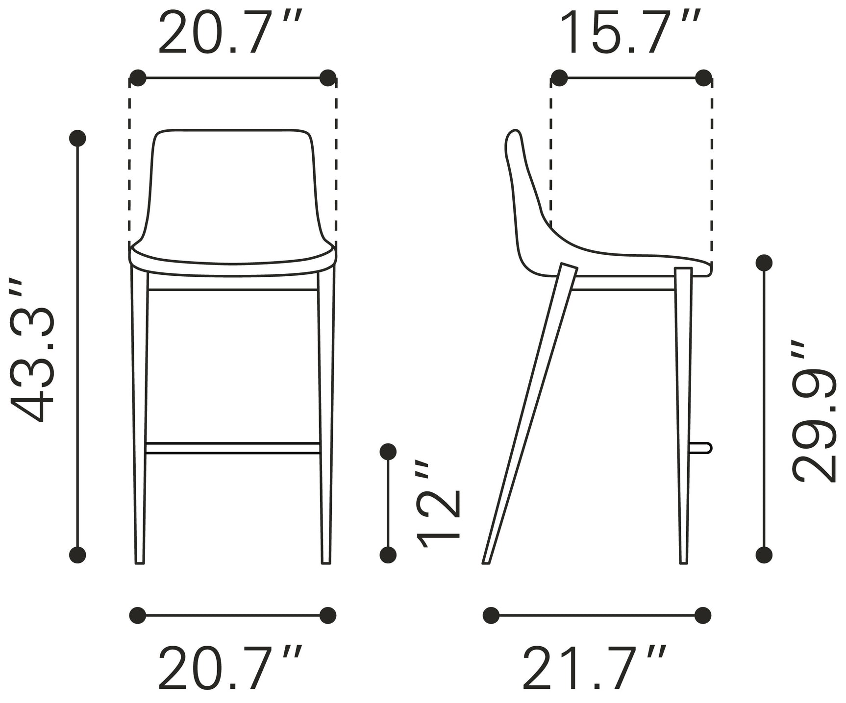 Magnus Black & Walnut Barstool (Set of 2)