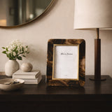 Romoland Brown/Gold Large Brass Border Tortoise Look Photo Frame