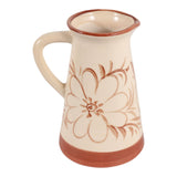 Linnie Brown/Ivory Hand Painted Flower Pitcher