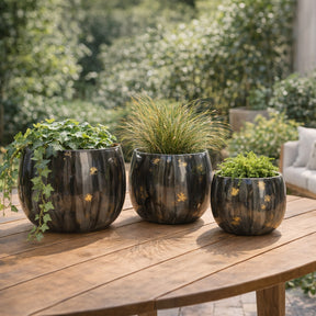 Jakewick Gray/Gold Planters (Set of 3)