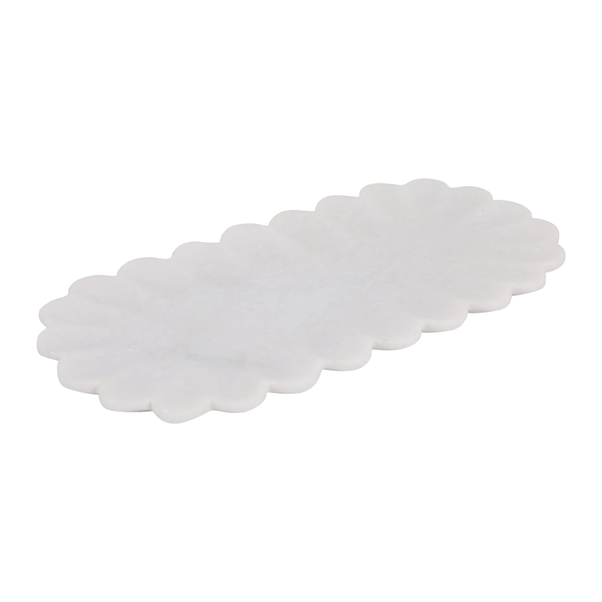 Elvas White Flat Scallop Edge Marble Tray