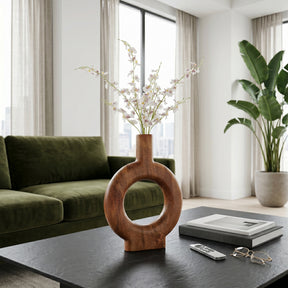 Draperwell Natural Donut Shaped Wood Vase
