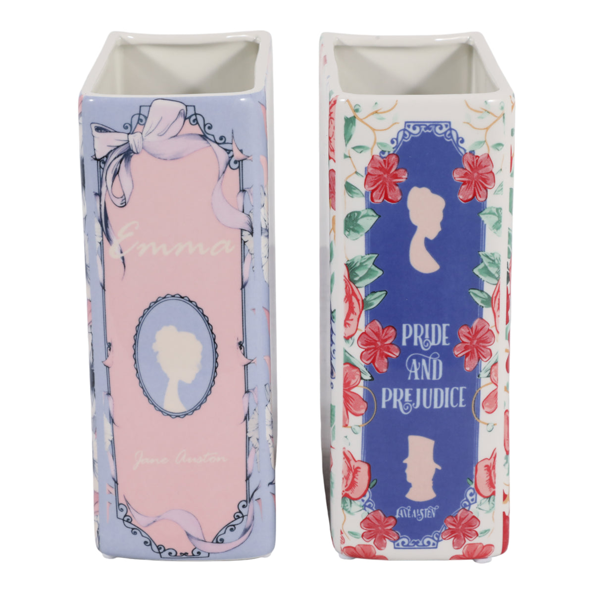 Aptos Multicolor Jane Austen Novels Book Vases (Set of 2)