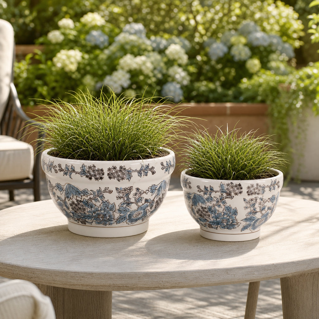 Bondview Blue/Brown Large Planters (Set of 2)
