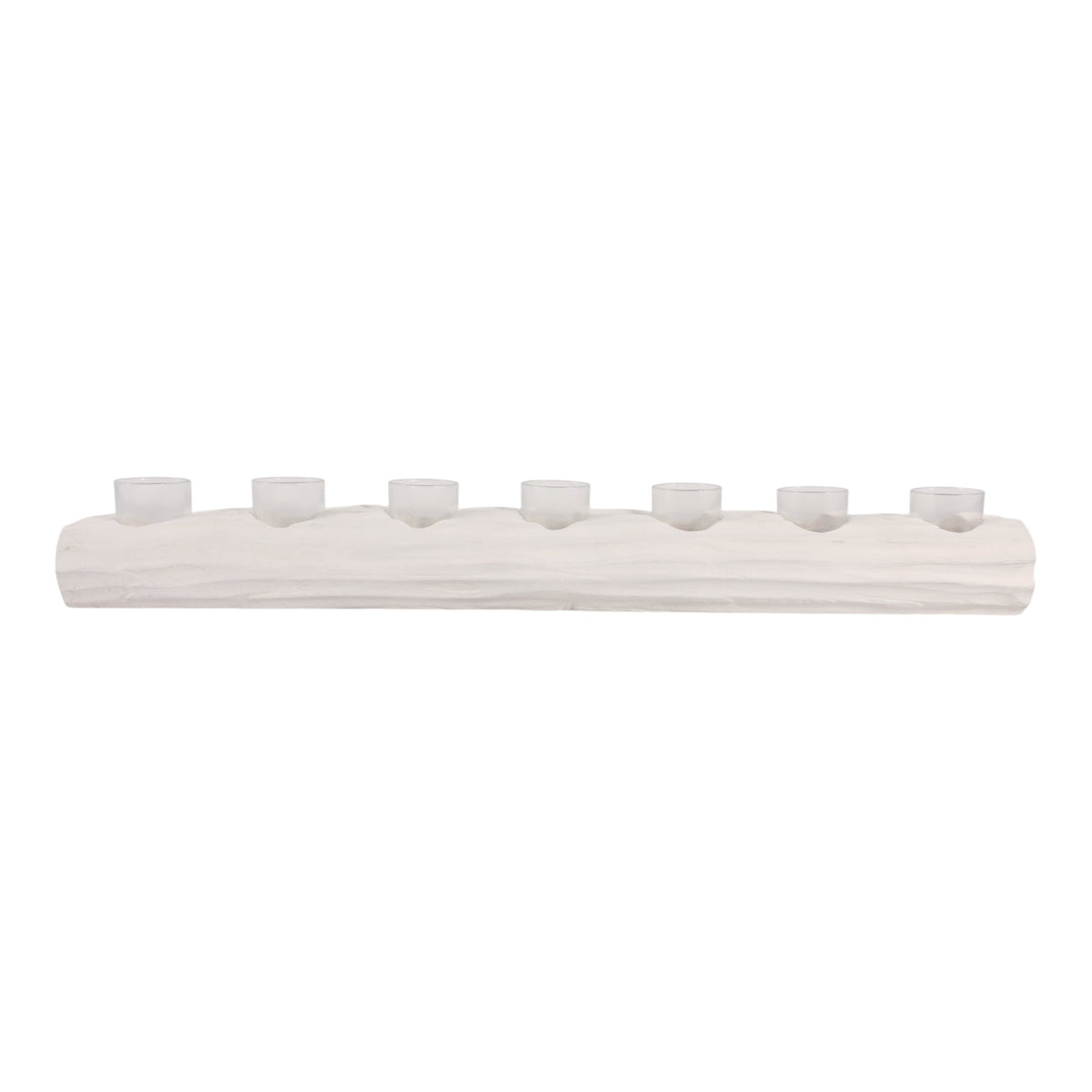 Strawberry White/Tan Wood Log 7-Cup Tealight Holder