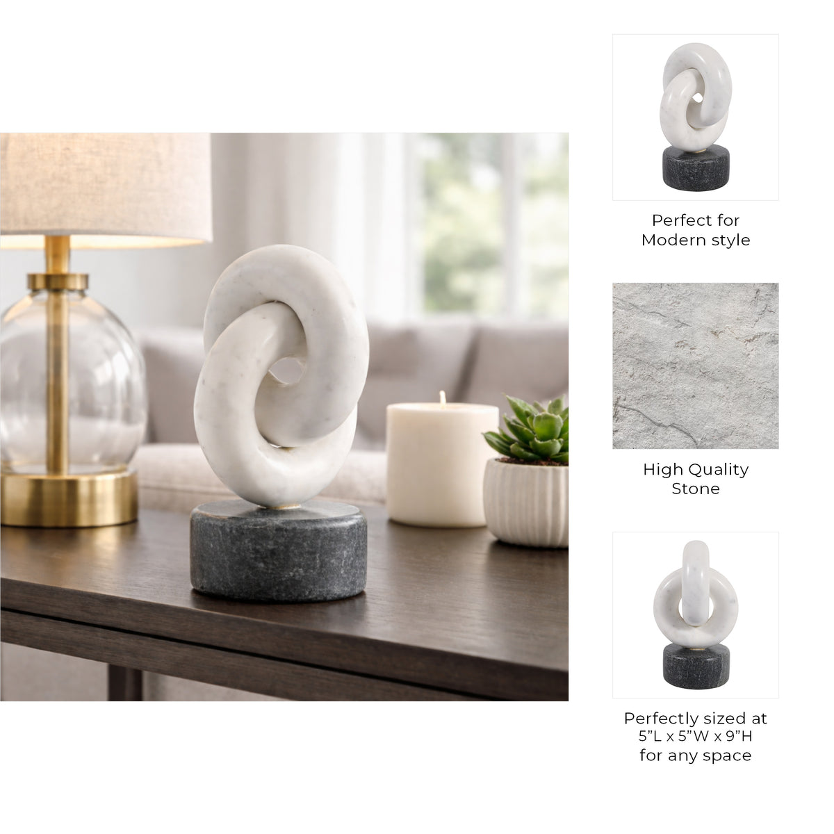 Livingston White/Gray Marble Link Sculpture