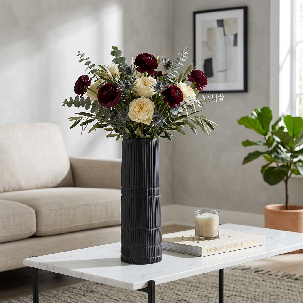 Rollingwood Matte Black Ceramic Lined Cylinder Vase