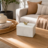 McCampbell Tan/Ivory/Brass Marble Box with Bird Knob