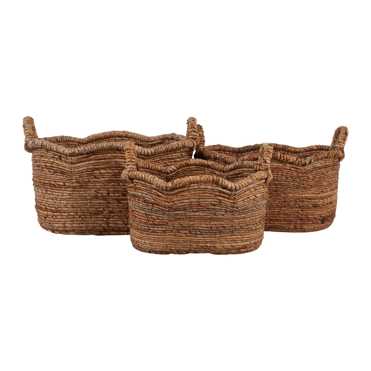 Sciots Camp Natural Scallop Edge Oval Baskets (Set of 3)