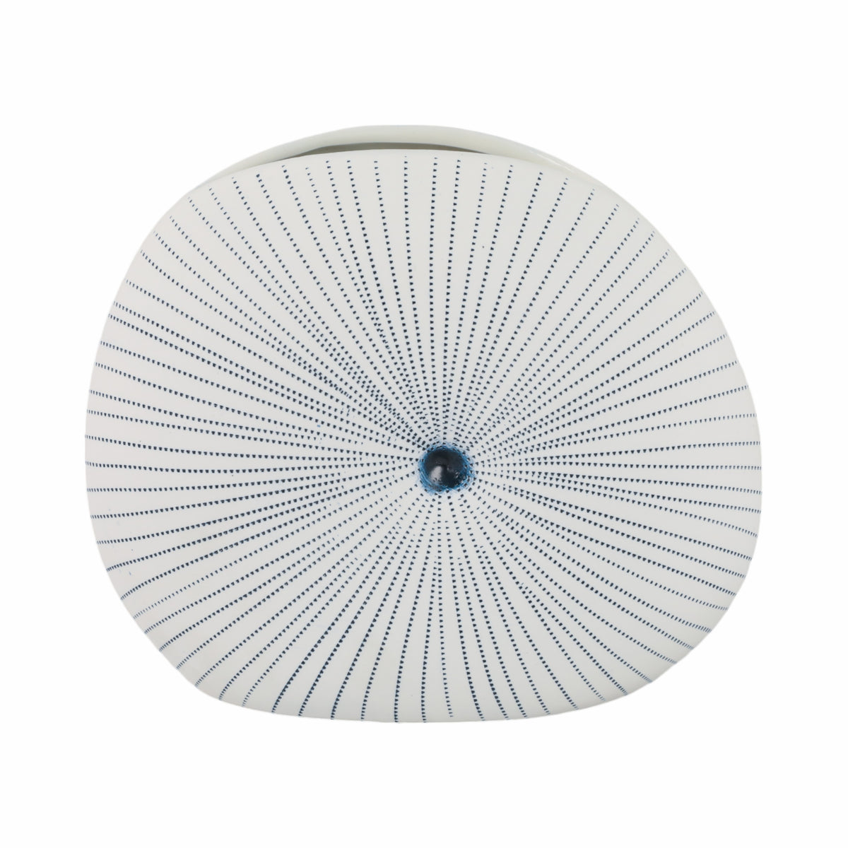 Lochford White/Blue Round Dotted Shell Vase
