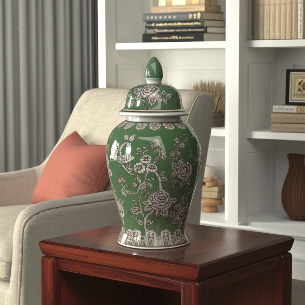 Eldredport Green/Brown/White Large Chinoiserie