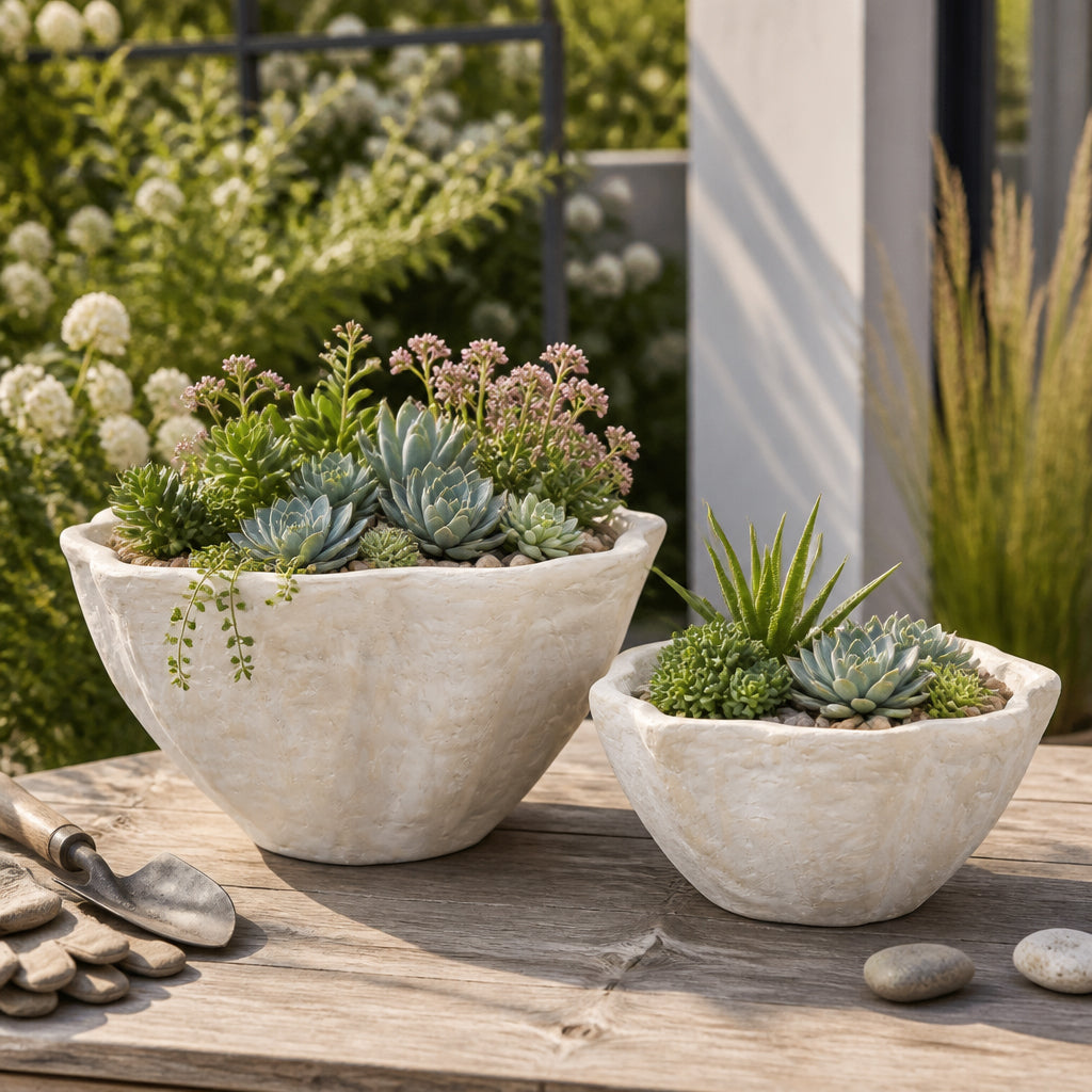 Tannervale White/Ivory Planters (Set of 2)