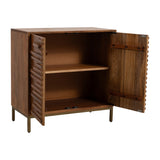 Warner Mango Brown Midcentury Slat 2 Door Cabinet