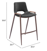 Desi Black & Walnut Counter Stool (Set of 2)