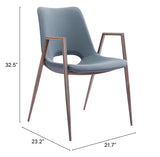 Desi Azure Gray & Walnut Dining Chair (Set of 2)