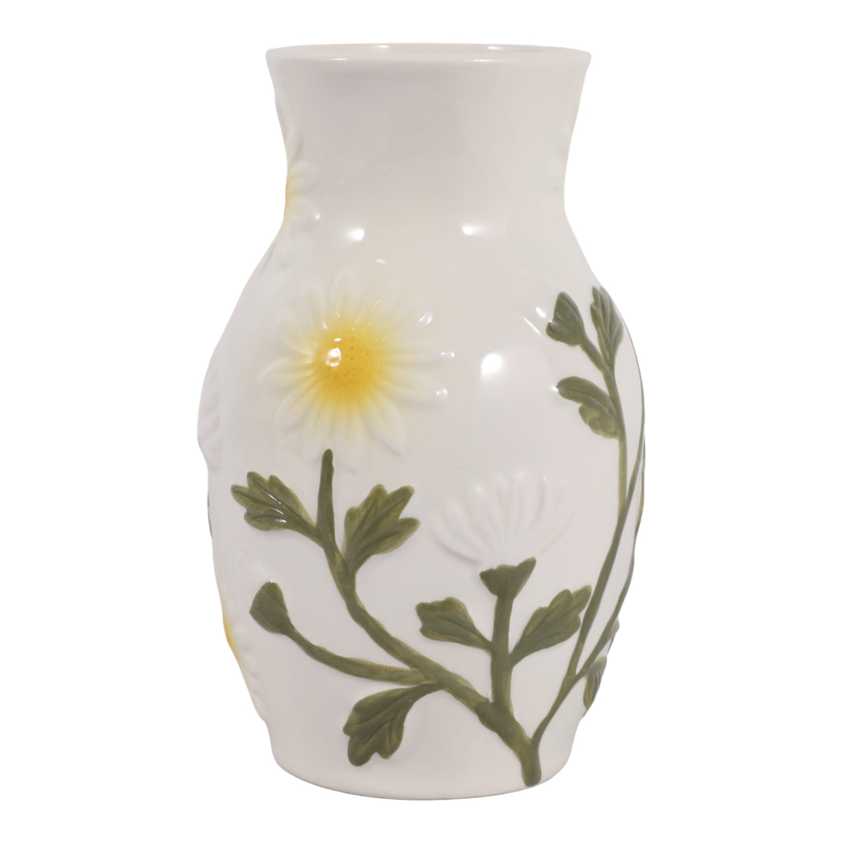 Vineburg Yellow/Ivory Daisy Embossed Vase
