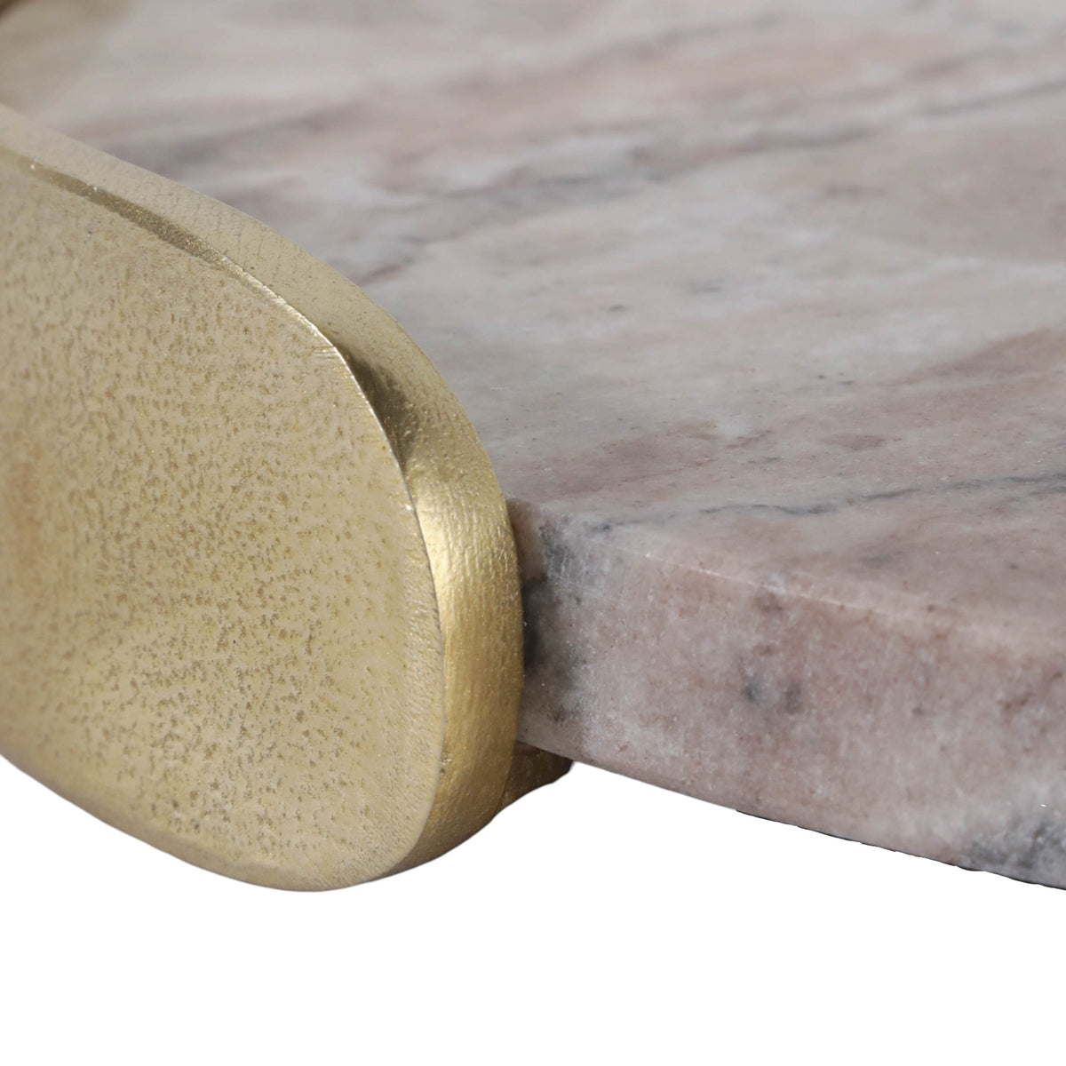 Ultra Tan/Gray Marble Tray with Aluminum Handles