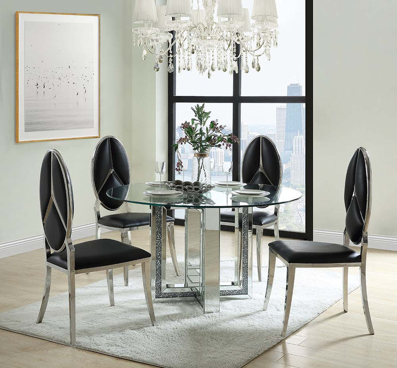 Noralie Mirrored & Faux Diamonds Dining Table - Ornate Home