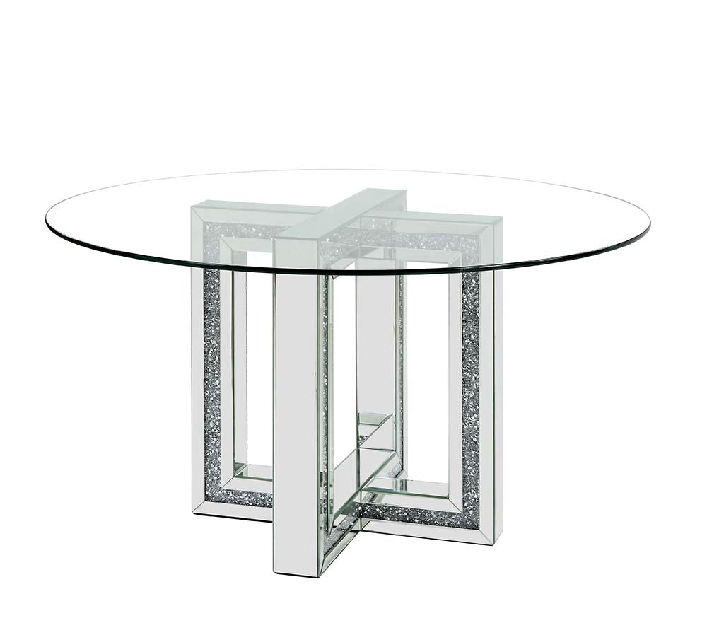 Noralie Mirrored & Faux Diamonds Dining Table - Ornate Home