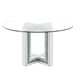 Noralie Mirrored & Faux Diamonds Dining Table - Ornate Home