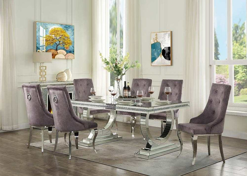 Noralie Glam Double Pedestal Dining Table - Ornate Home