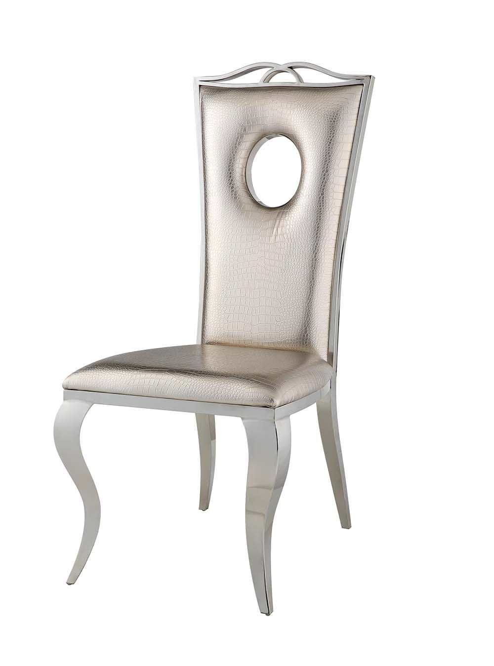 Cyrene Beige Faux Leather Side Chair (Set of 2) - Ornate Home