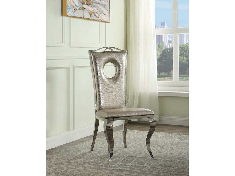 Cyrene Beige Faux Leather Side Chair (Set of 2) - Ornate Home