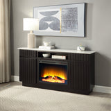 Jaramillo Rustic Espresso Server w/Natural Marble Top & Fireplace
