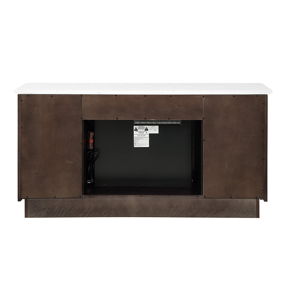 Jaramillo Rustic Espresso Server w/Natural Marble Top & Fireplace