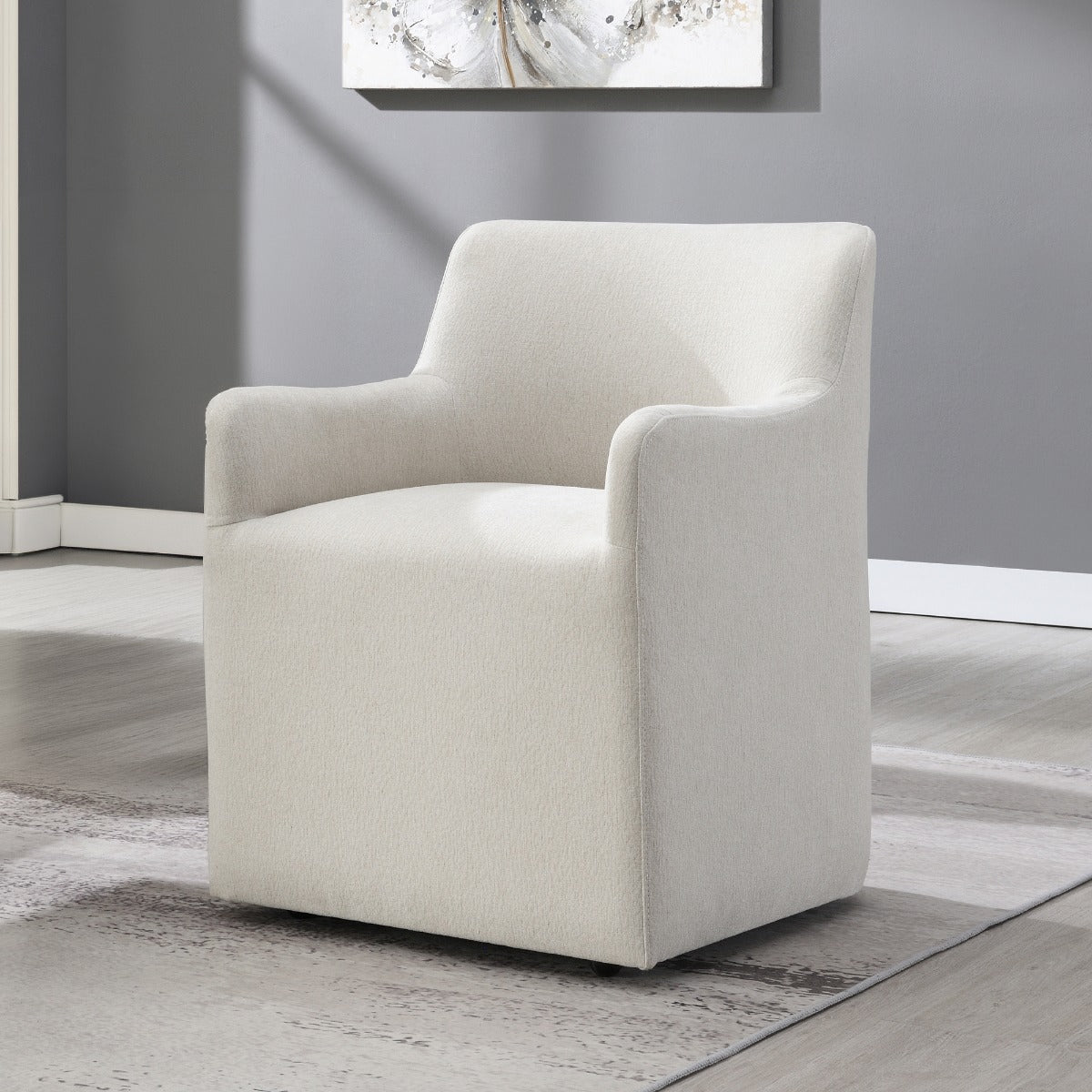 Cafell Cream Arm Chair w/Swivel Casters