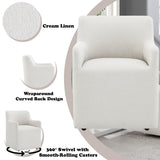 Cafell Cream Arm Chair w/Swivel Casters