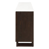 Edwyn Natural Marble Top/Espresso Server w/Natural Marble Top & Fireplace