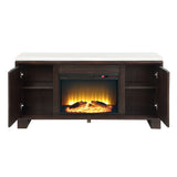 Edwyn Natural Marble Top/Espresso Server w/Natural Marble Top & Fireplace